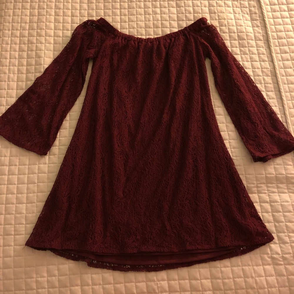 off the shoulder laced dress